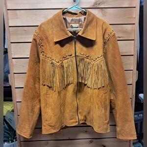 Classyak Leather Suede Fringe Western Jacket Size L